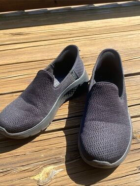 Skechers Slip-On Knit Walking Shoes - Black